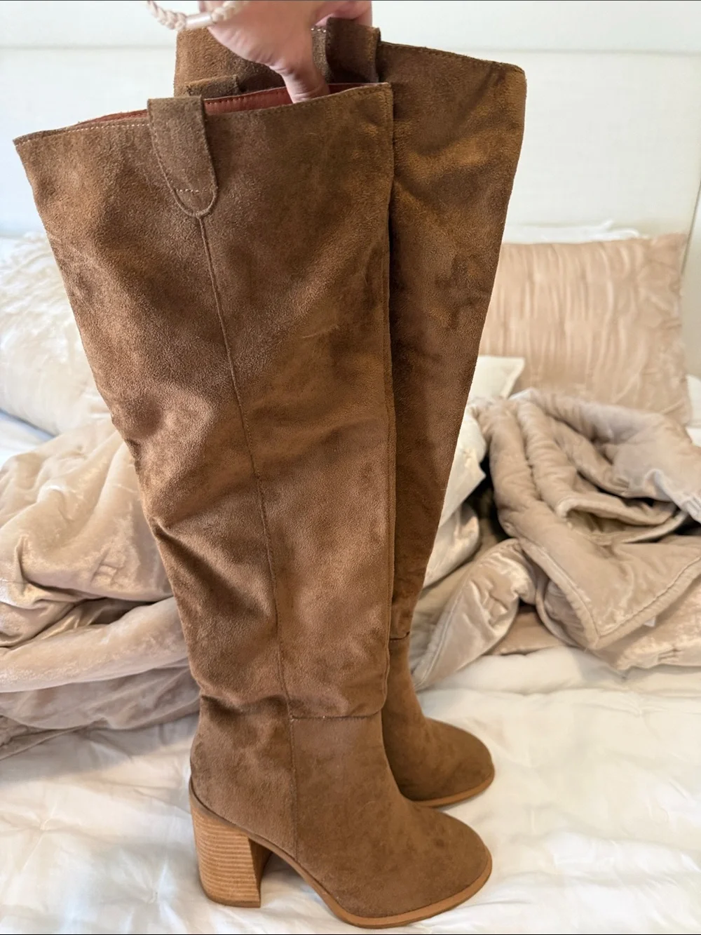 NEW Over-the-Knee Suede Boot in Warm Brown — Women's Block Heel Knee Boot